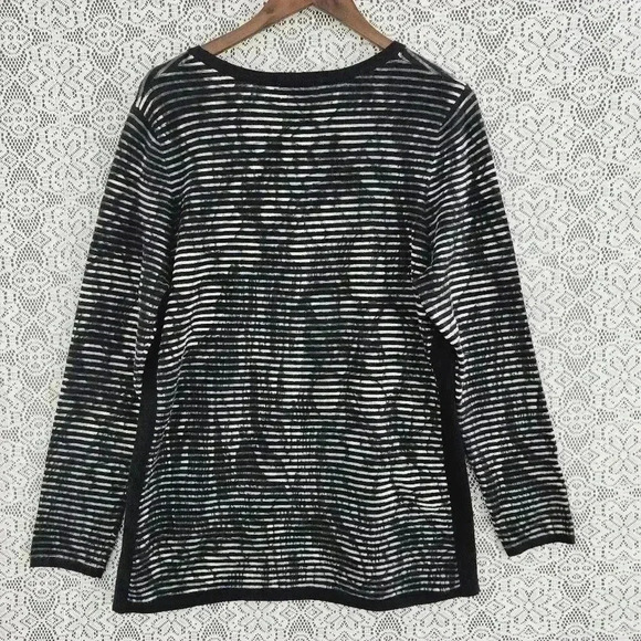 Alison Sheri striped textured pattern scoop neck pullover sweater women's XL - Picture 2 of 7